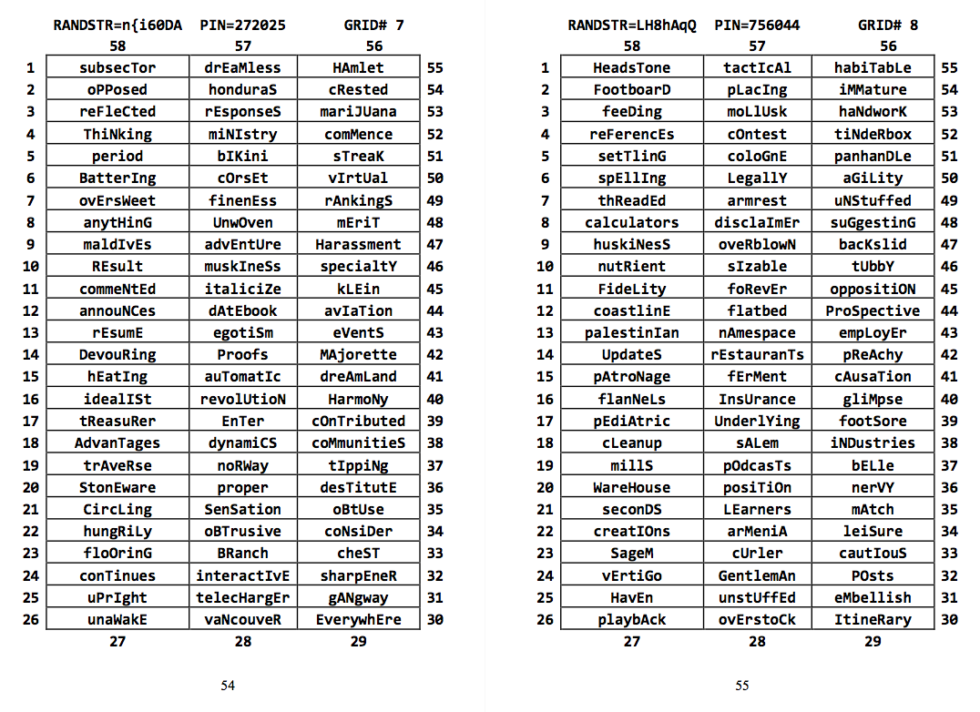 One Time Grid Word Grid Example